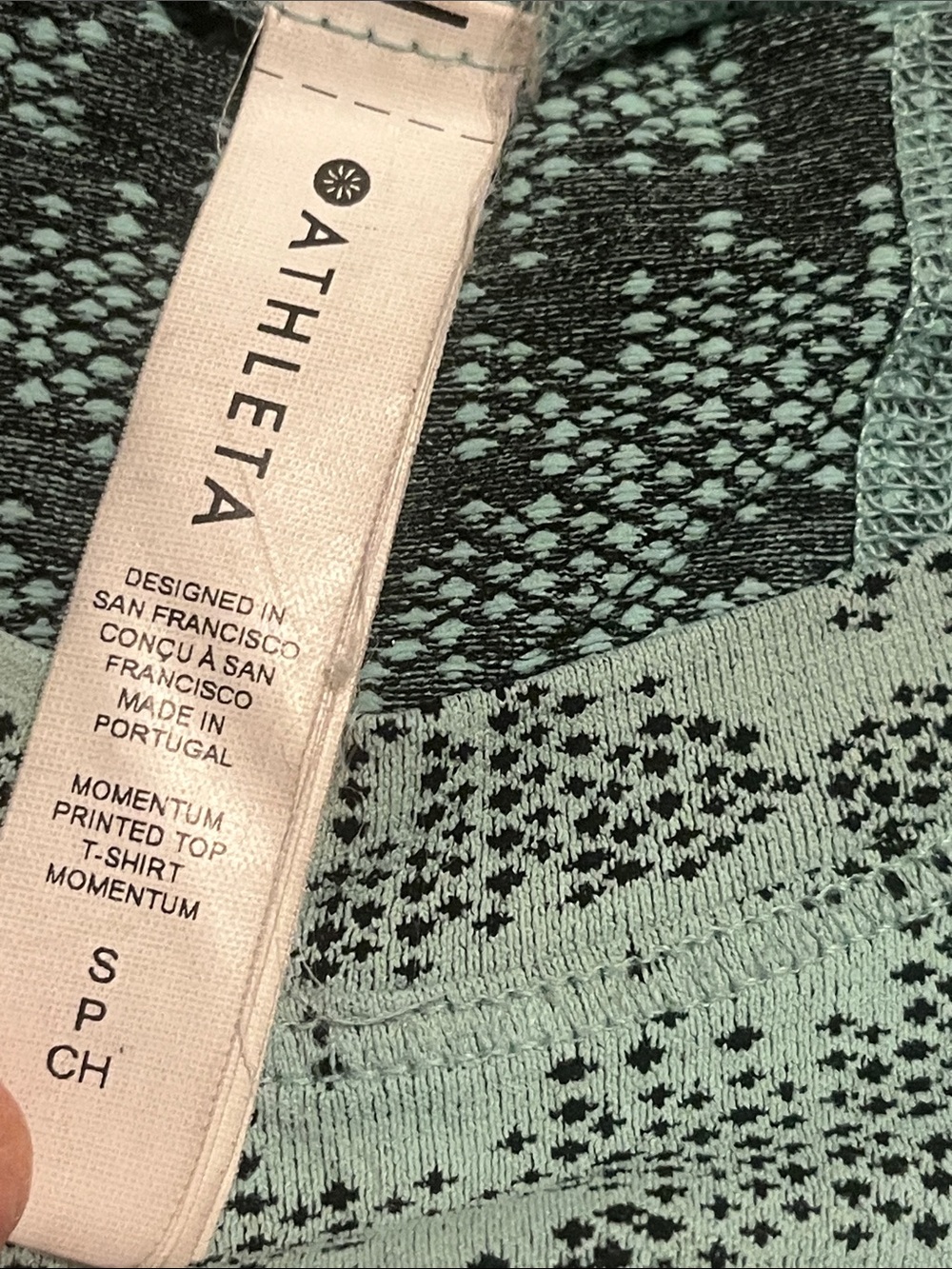 Athleta Mint Speckled Momentum Tee
